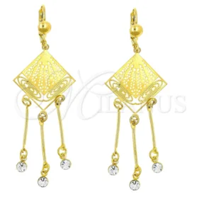 Oro Laminado Chandelier Earring, Gold Filled Style Filigree Design,