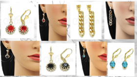 Set of long earrings. 14k gold plated with polished white crystal amethyst.