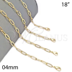 Oro Laminado Basic Necklace, Gold Filled Style Paperclip Design, Polished, Golden Finish, 04.63.1395.18 SKU: 132468 #15