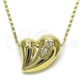 Oro Laminado Fancy Necklace, Gold Filled Style Heart and Guadalupe Design, Polished, Golden Finish, 04.253.0022.18 SKU: 158066 #8