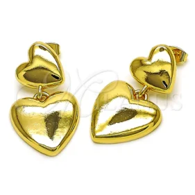 Oro Laminado Stud Earring, Gold Filled Style Heart Design, Polished, Golden Finish, 02.282.0023 #10