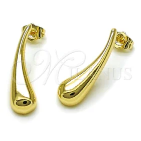 Oro Laminado Stud Earring, Gold Filled Style Teardrop Design, Polished, Golden Finish, 02.163.0380 SKU: 159211 #9