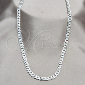 Sterling Silver Basic Necklace, Pave Cuban Design, Polished, Silver Finish, 04.431.0008.20 SKU: 160040 #7