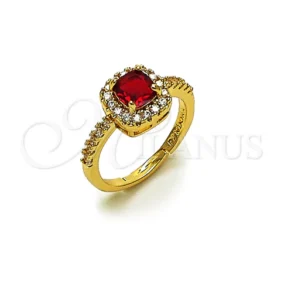 Anillo de boda Oro Laminado, diseño de racimo relleno de oro, con granate y circonia cúbica blanca, pulido, acabado dorado, 01.283.0054.2 SKU: 161989 #7