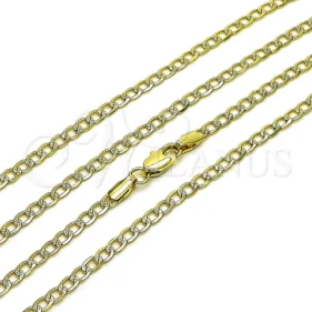 Oro Laminado Basic Necklace, Gold Filled Style Curb and Pave Cuban Design, Diamond Cutting Finish, Golden Finish, 04.213.0357.22 SKU: 162030 #14