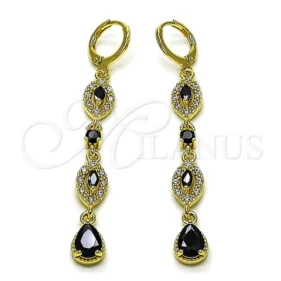 Home / Oro Laminado Gold Filled Earrrings Wholesale Oro Laminado Long Earring, Gold Filled Style Teardrop and Cluster Design, with Black and White Cubic Zirconia, Polished, Golden Finish, 02.323.0114 SKU: 162847 #18