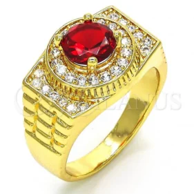 Oro Laminado Mens Ring, Gold Filled Style with Garnet and White Cubic Zirconia, Polished, Golden Finish, 01.266.0001.11 (Size 11) SKU: 110959 #3